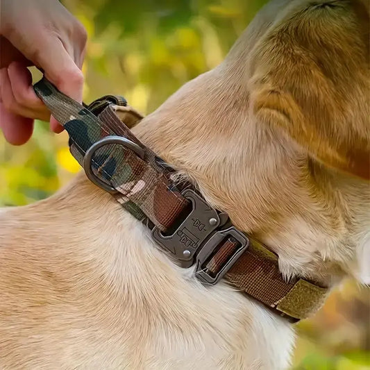 Adjustable Tactical Dog Collar – Durable Training Collar with Handle for Medium & Large Dogs